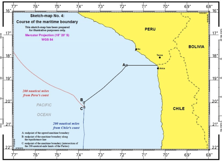 Image from p. 66 of the ICJ-CIJ decision in Maritime Dispute (Peru v. Chile), available at <http://www.icj-cij.org/docket/files/137/17930.pdf>.