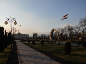 Palace and flagpole in Dushanbe. Photo by Kirill Nourzhanov