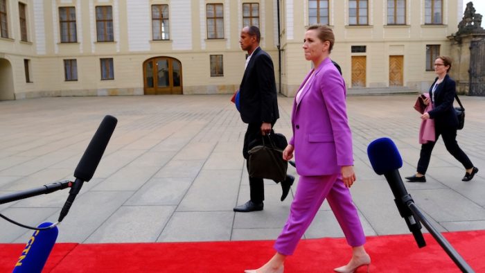 Denmark's Prime Minister Mette Frederiksen arrives to attend in an Informal meeting of Heads of State or Government in Prague, Czechia on October 7, 2022.