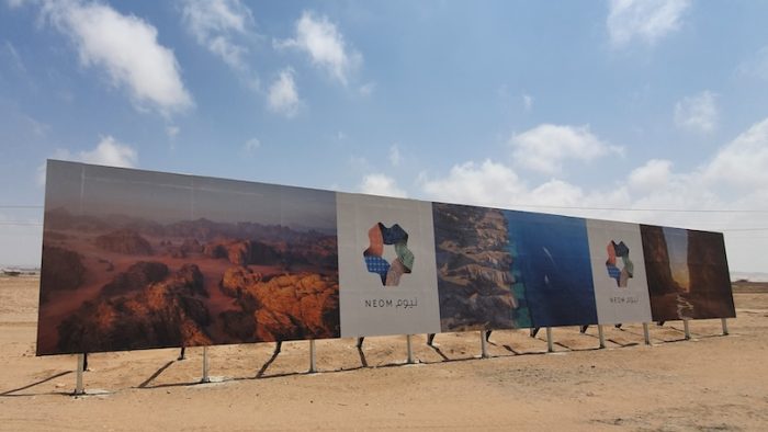 NEOM, Saudi Arabia - 03 June 2020: Advertisement in the NEOM Region in Tabuk, Saudi Arabia