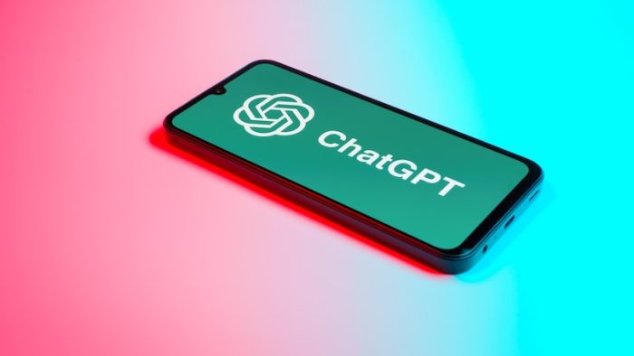 Prague, Czechia - 10 21 2024: Smartphone on surface showing ChatGPT logo.