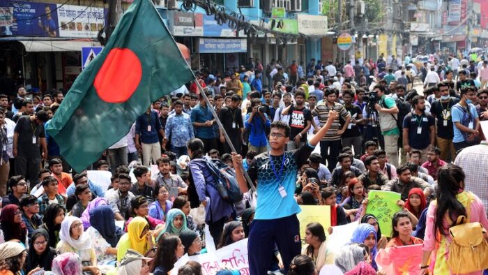 Bangladeshi Students continue block road during a student protest following the death of Bangladesh University of Professionals student Abrar Ahmed Chowdhury in a road accident on March 19, in Dhaka, Bangladesh. On March 20, 2019