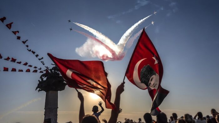 September, 9,2017, Alsancak, Turkey, celebration of the liberation day of Izmir Turkish stars are flying acrobatics in the air