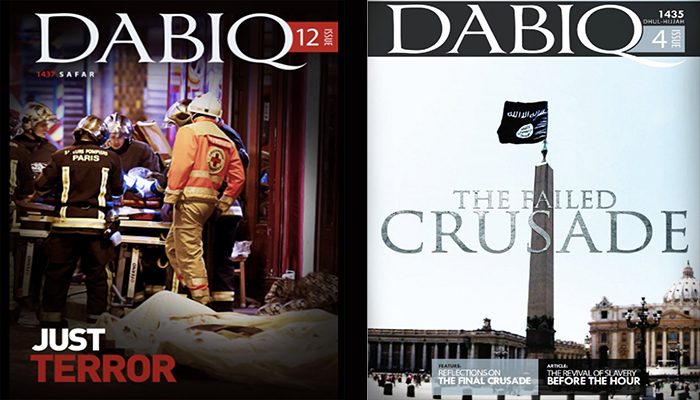 Two covers from Dabiq Magazine
